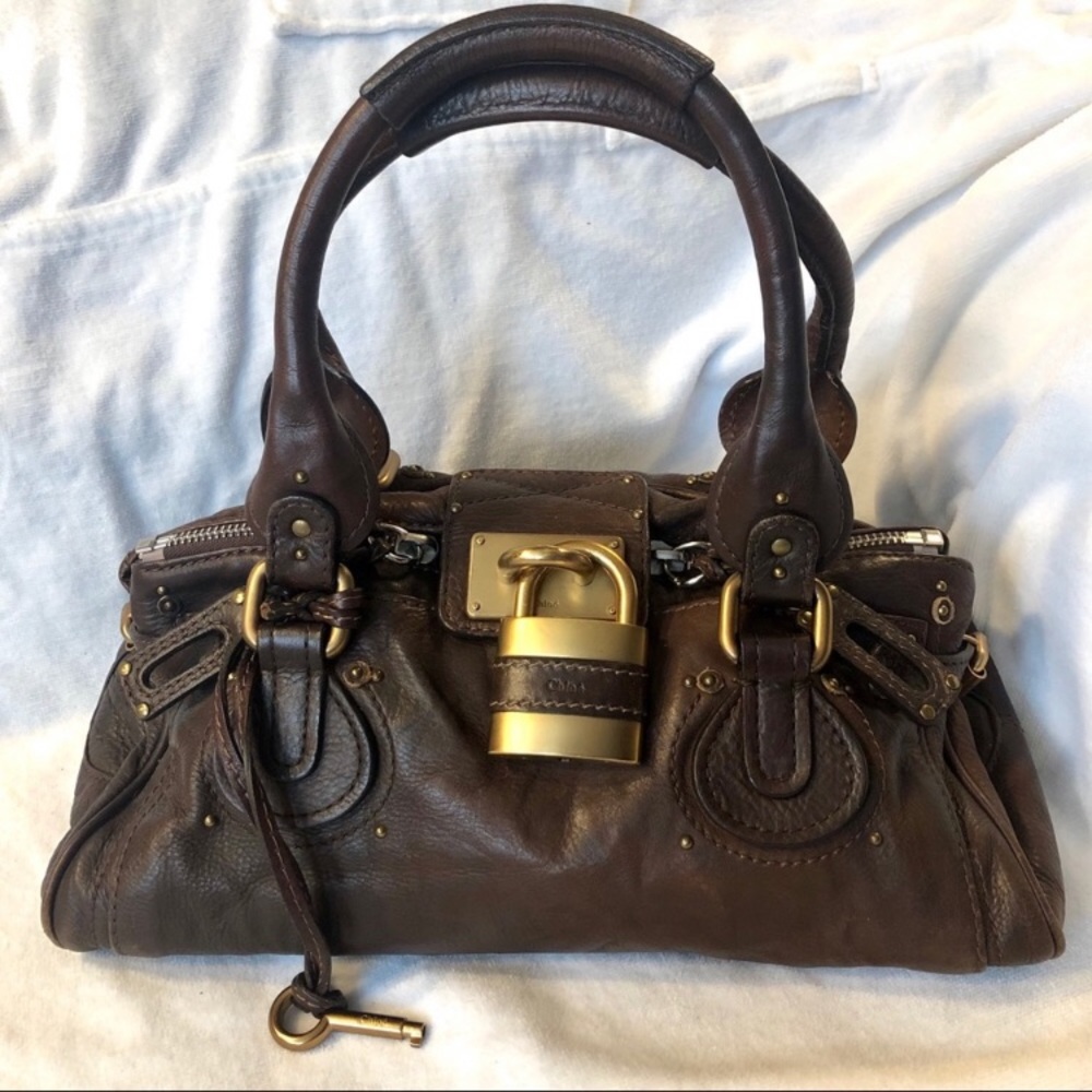 CHLOE “PADDINGTON” Brown Leather Padlock Satchel